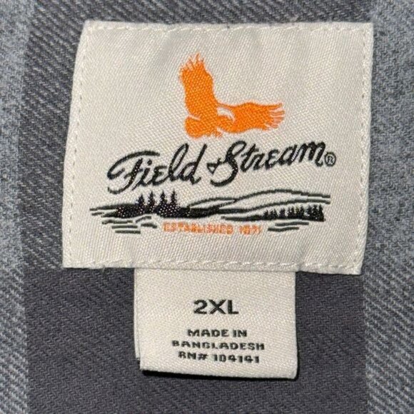 Field & Stream Mens Grey & Black Plaid Button-Up Shirt 2XL - Picture 3 of 7